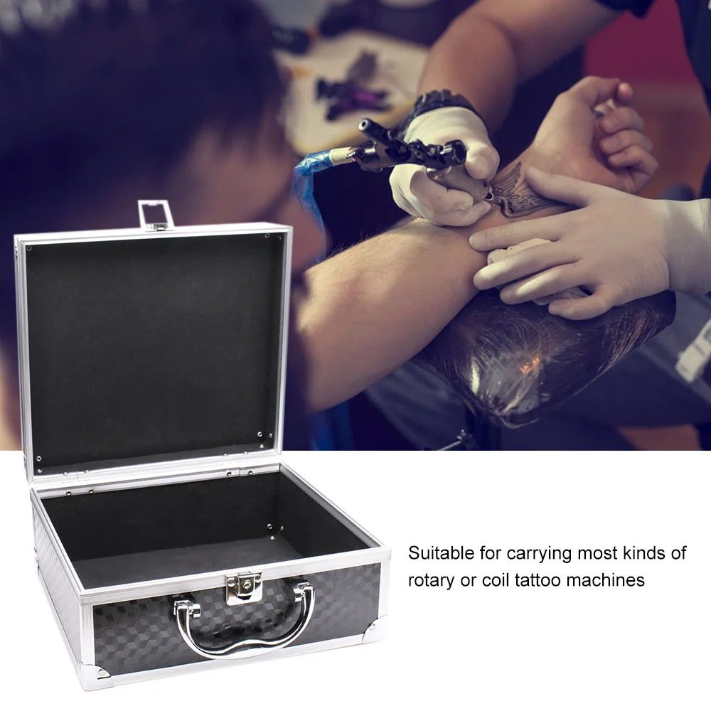 

Black Aluminum Alloy Portable Tattoo Machine Gun Box Case Tattooing Kits Storage Organizer Tattoo Supply Tattoo accesories