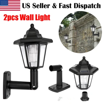 

2pcs Waterproof Solar Garden Light LED Wall Lamp Hexagonal Cool White Auto ON for Outdoor Lighting Fence Yard Decoration