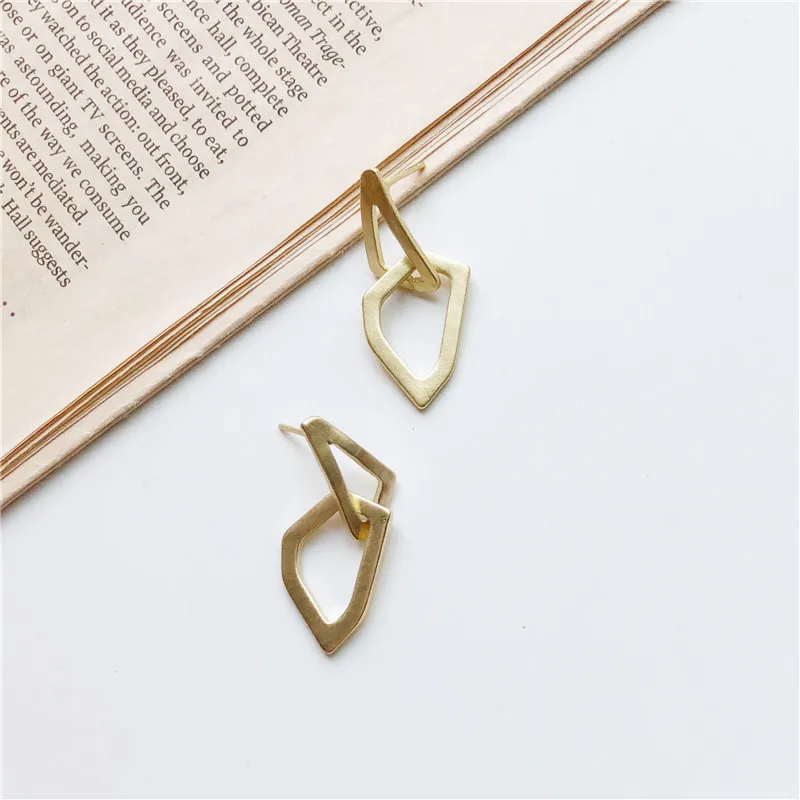 

Fashion S925 Silver Temperament Irregular Metal Geometry Dumb Light Drop Earrings For Women Girl Jewelry Oorbellen Pendientes