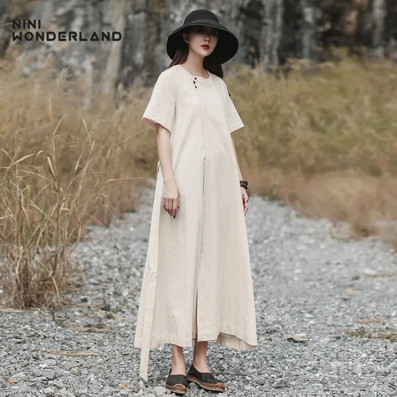 NINI WONDERLAND летнее платье женское хлопковое длинное 2019 Женские однотонные