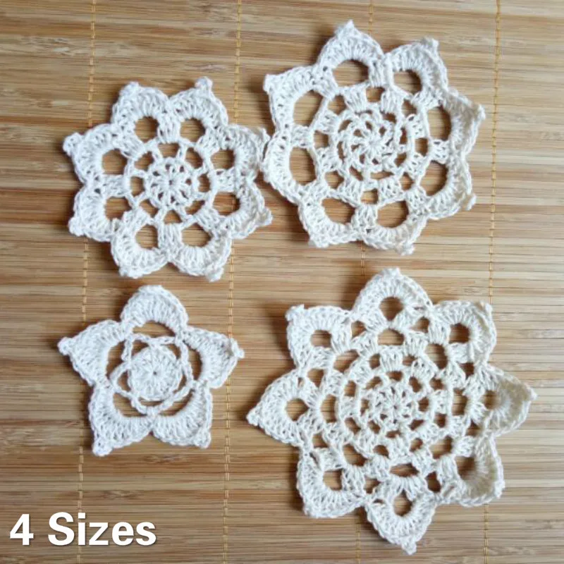 

4Sizes Vintage Cotton Hollow Out Lace Round Table Placemat Crochet Coaster Set Mat Coffee Mug Christmas Doily Wedding Decoration