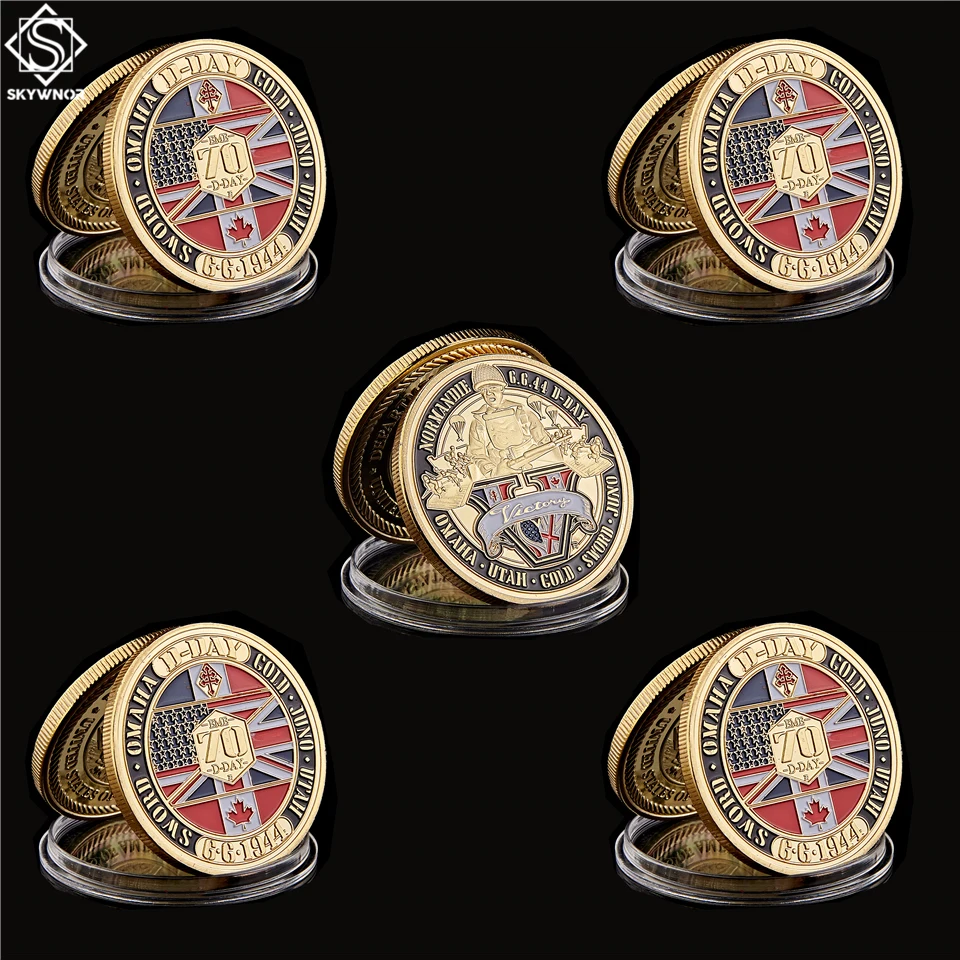 5PCS WWII 1944 D-Day 70th Anniversary Arromanches Normandie War Challenge Coins