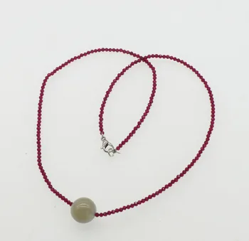 

red spinel round faceted 2mm and gray moonstone 12mm chocker necklace 16.5inch nature wholesale FPPJ