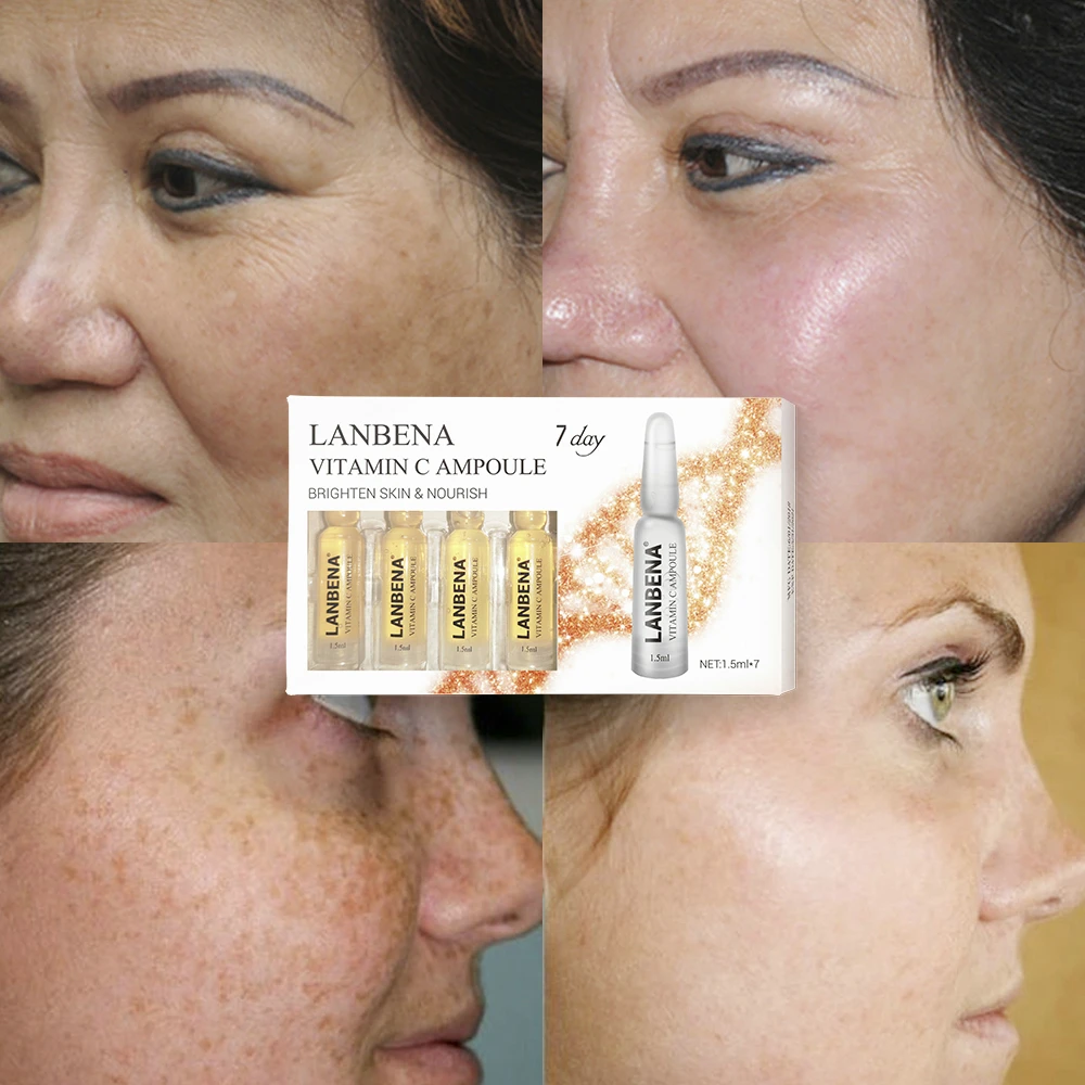 

LANBENA Ampoule Face Serum Vitamins C Whitening Remover Freckle Speckle Moisturizing Anti Wrinkle Aging Skin Care Essence 7pc