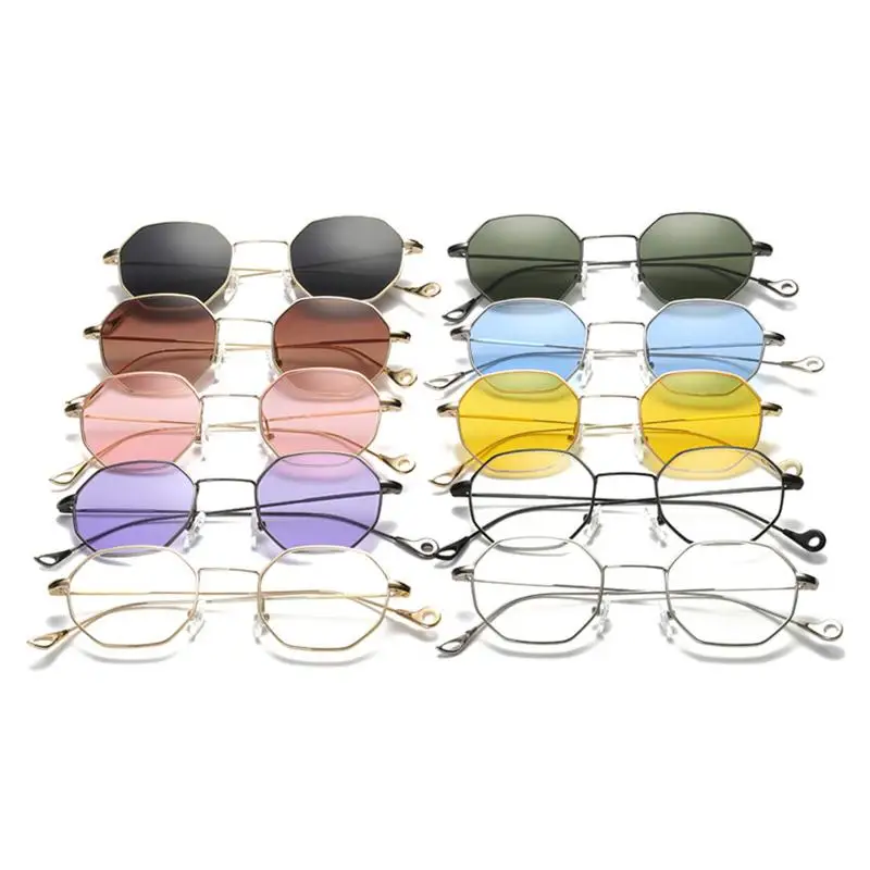 

Hexagon Sunglasses Women Small Frame Polygon Sunglasses Brand Designer Blue Pink Clear Lens Sun Glasses Women Fashion Sunglasses