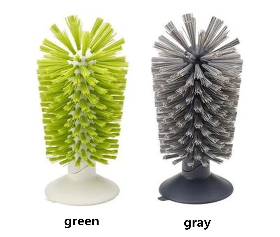 Sink Suction Cup Base Cleaning Bottle Glass Brush Nylon Kitchen