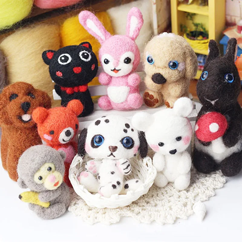

Handcraft Wool Felt Animal Handmade Toy Non Finished DIY Package Poked Set Needle Poke Material Pack Felting Poked