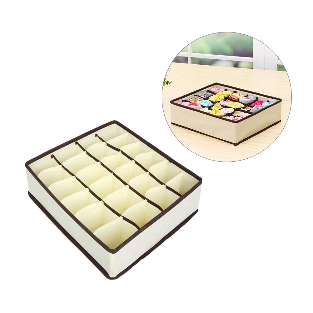 

2pcs Underwear Drawer Organizer Foldable 24 Compartments Non-woven Fabric Socks Storage Box for Lingeries Panties Bra