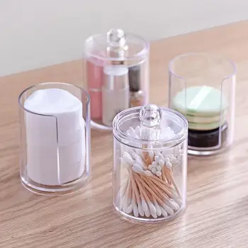 

Single/Double Layer Transparent Acrylic Storage Box Holder Clear Cotton Swabs Stick Pad Cosmetic Makeup Organizer Storage Boxes
