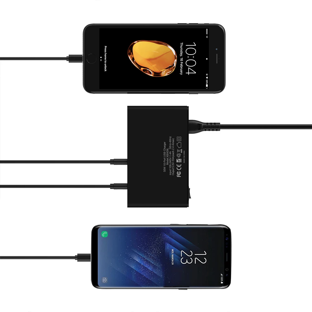 KISSCASE 5 в 2.4A 10 портов USB зарядное устройство для iPhone X 8 7 iPad аксессуары для телефонов зарядное устройство адаптер ЕС/США штекер Настольный кабель организовать