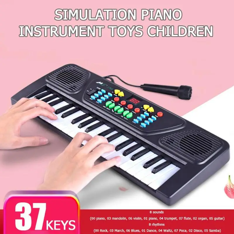 

Black Electronic Piano Keyboard and Multimedia Microphone Simulation Piano Instrument Toys