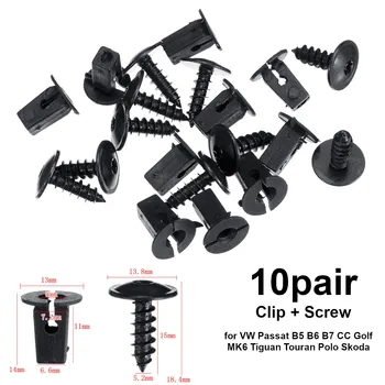 

20pcs Fender Liner Mudguard Fastener Clips Screws for VW Passat B5 B6 B7 CC Golf MK6 Tiguan Touran Polo