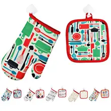 Новогодние рождественские анти-крутые перчатки Микроволновая печь горячий изоляционный коврик для дома рождественские вечерние изделия для декорации рождественские украшения