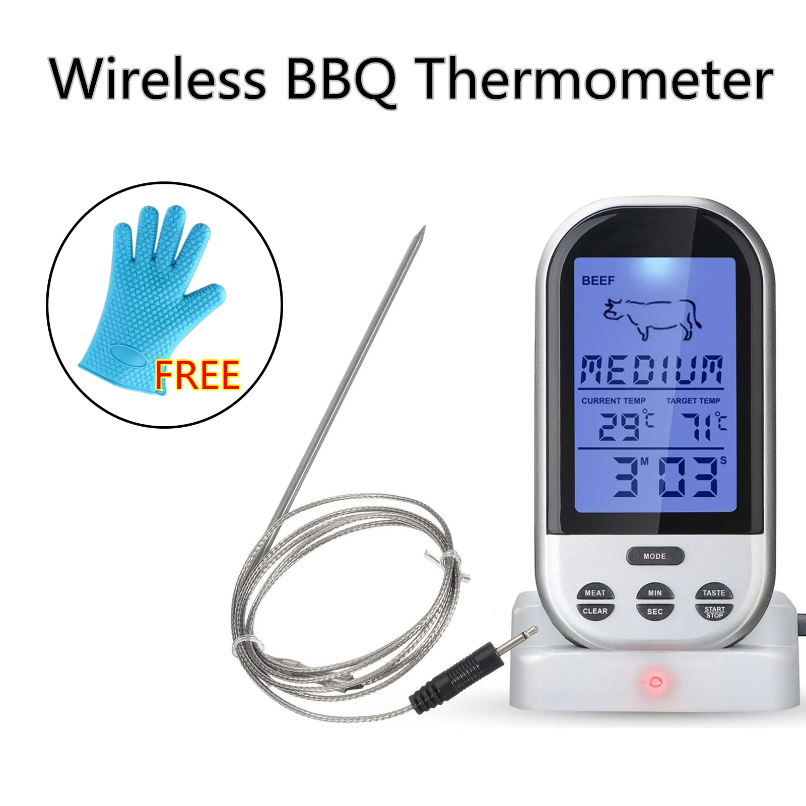 Goedkoop Digitale Draadloze Afstandsbediening Voedsel Vlees Outdoor BBQ Roker Thermometer Thuis Keuken Koken Oven Grill Thermometers