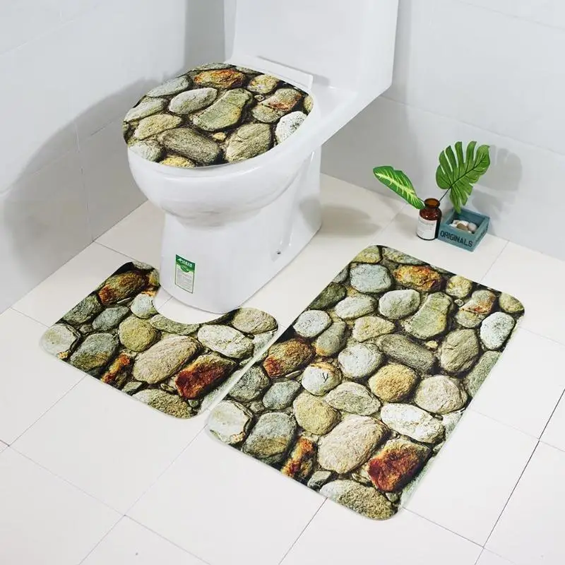 

3pcs/set Non Slip Water Absorbent Pedestal Rug Lid Toilet Cover Bath Mats Carpet Bathroom Toliet Rug Washable Tapete