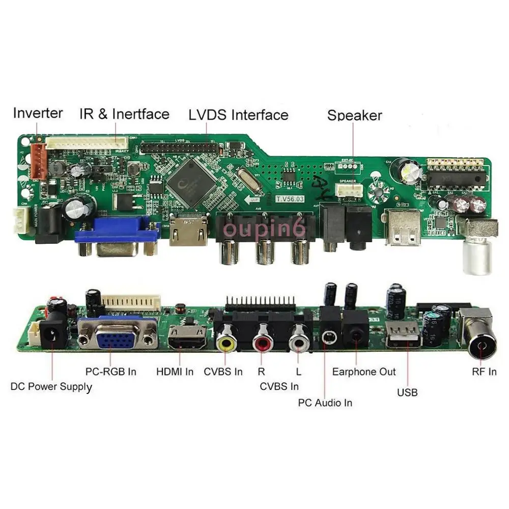 TV LED AV VGA HDMI RF universal compatible Controller Board with adapter power laptop 40pin kit lap - 4000046022269