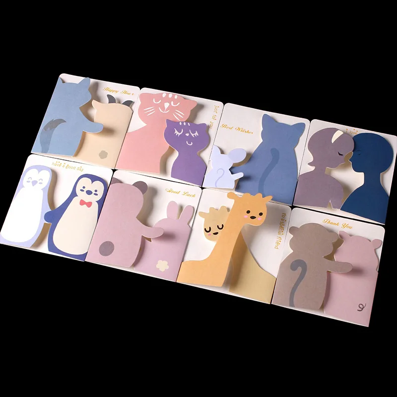 Креативные Мультяшные животные маленькие поздравительные открытки праздничный сезон с днем рождения Подарочная открытка с конвертами EH004