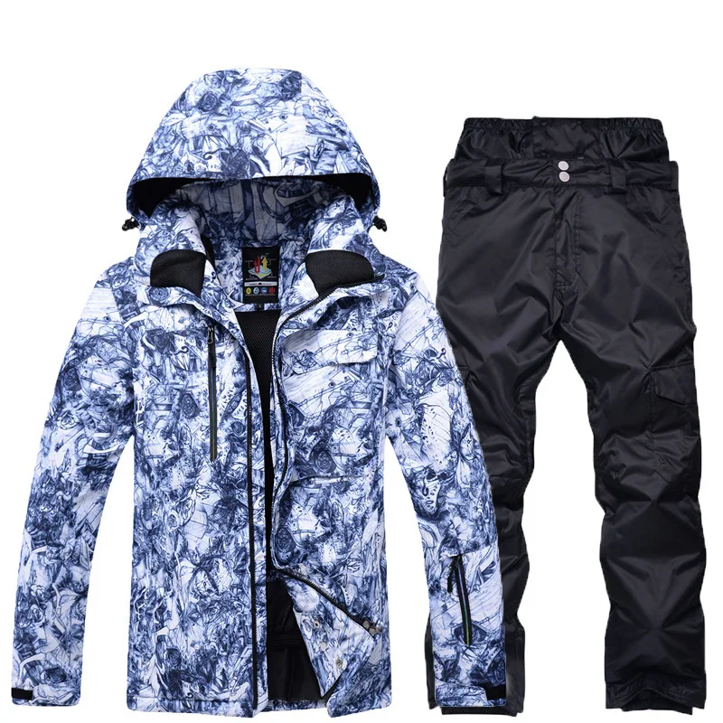

2018 new ski suit men single board double board waterproof winter men's tide thickening skiing jacket pants set