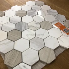 Европейский стиль, гексагональная Мозаика из натурального мрамора, декоративная стеклянная мозаика 11 шт 300x300 мм для ванной комнаты/гостиной
