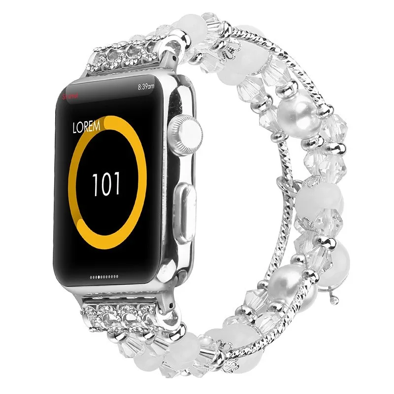 Высококачественный серебристый агатовый ремешок для Apple watch 44 мм сменный на