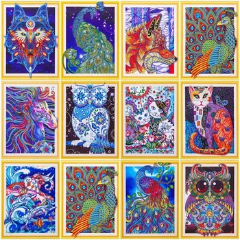 

Haucan 5D Diamond Painting Animal Diy Diamond Embroidery Special Shape Rhinestone Picture Diamond Mosaic Kit 40x50