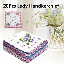 20 unids/lote pañuelo de flores de Estilo Vintage para mujeres y niños de algodón Pañuelo cuadrado de algodón para decoración de toallas de mano