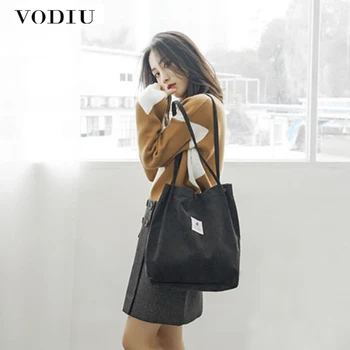 

Woman Shoulder Bag Corduroy Tote Shopping Bags Casual Female Handbag Package Crossbody Big Capacity For Ladies Designer Fashion
