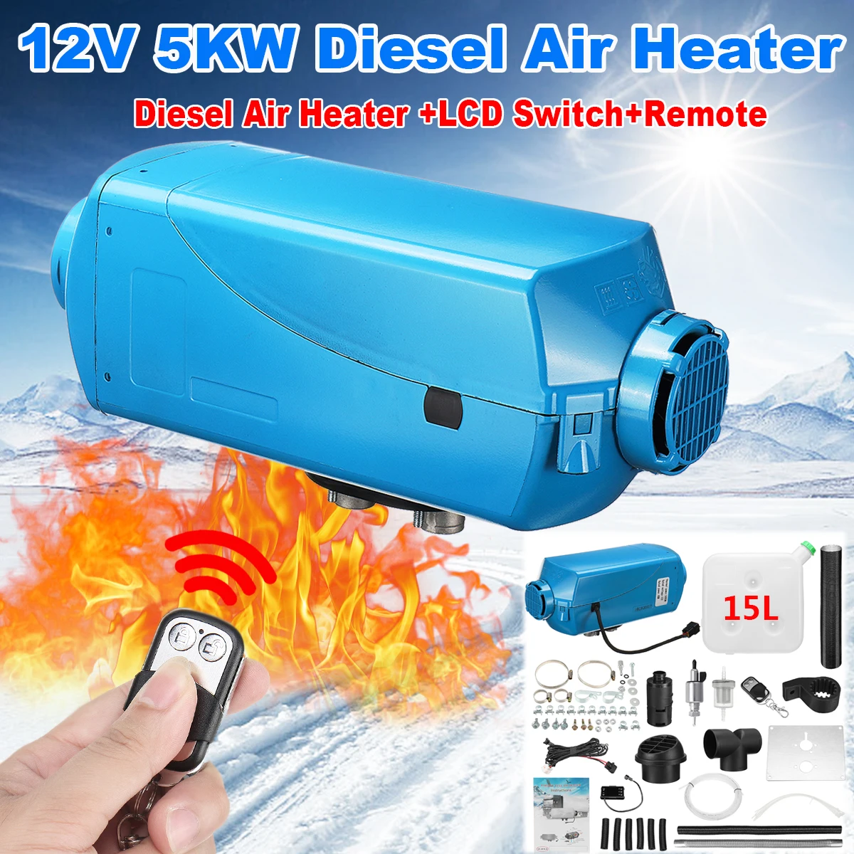 

Car Heater 5KW 12V Air Diesels Heater Parking Heater With Remote Control LCD Monitor for RV Motorhome Trailer Trucks Boats