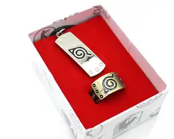 Япония Аниме кольцо наруто ожерелье набор металлический кулон унисекс аксессуары к костюму для Косплей кольцо ожерелье набор в коробке