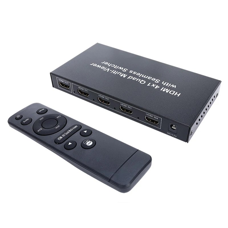 Wellva hdmi splitter 4x1 HD Video Splitter audio sync 4 port hdmi switch switcher 4k Quad Splitter 4 input 1 output with remote