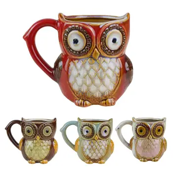 

Coffee Mug Funny Cute Owl Ceramic Cup Coffee Mug Set For Women & Girls Gifts 4 Optional Owl Colors Home Decoration Ornaments
