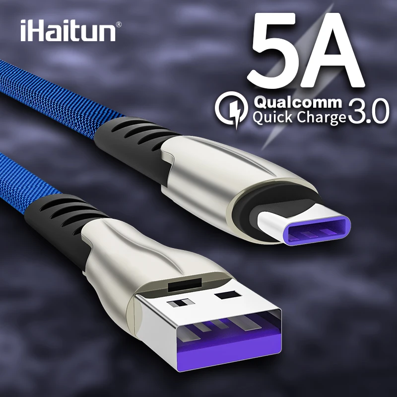 Кабель iHaitun 5A USB Type C для Huawei P30 Pro 3 1 быстрое зарядное устройство 0 телефона iPhone XS
