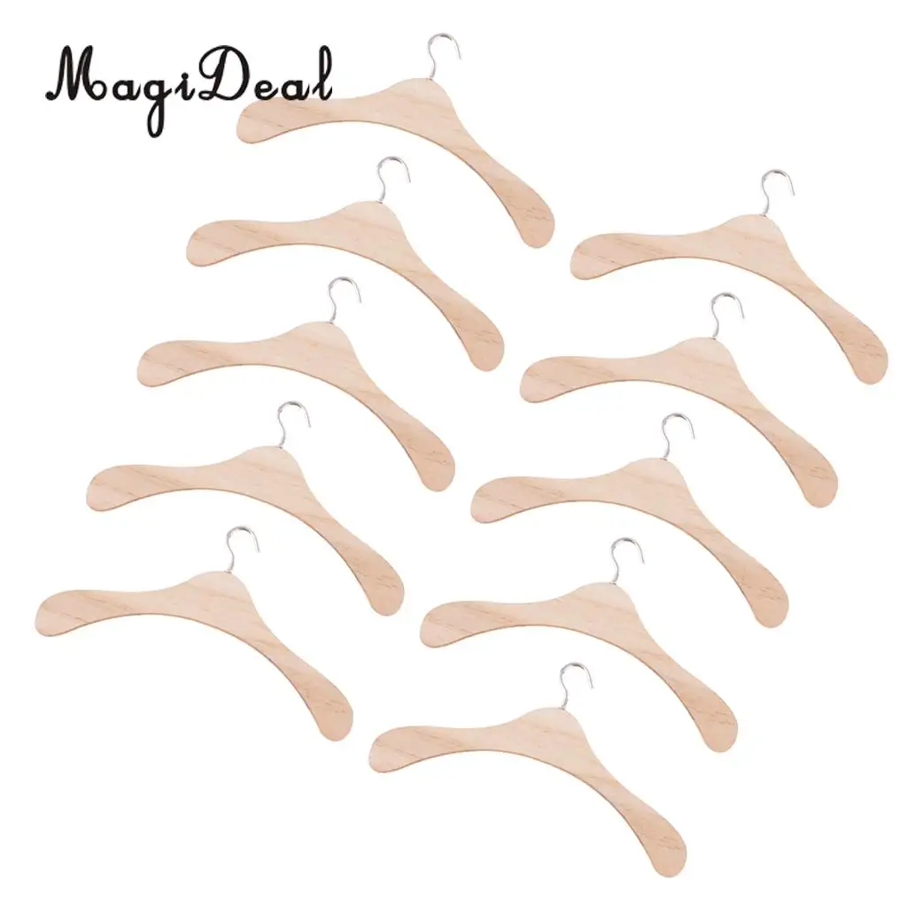 MagiDeal 10 шт. 15 см деревянная вешалка с металлическими крючками для 1/3 BJD SD17 куклы