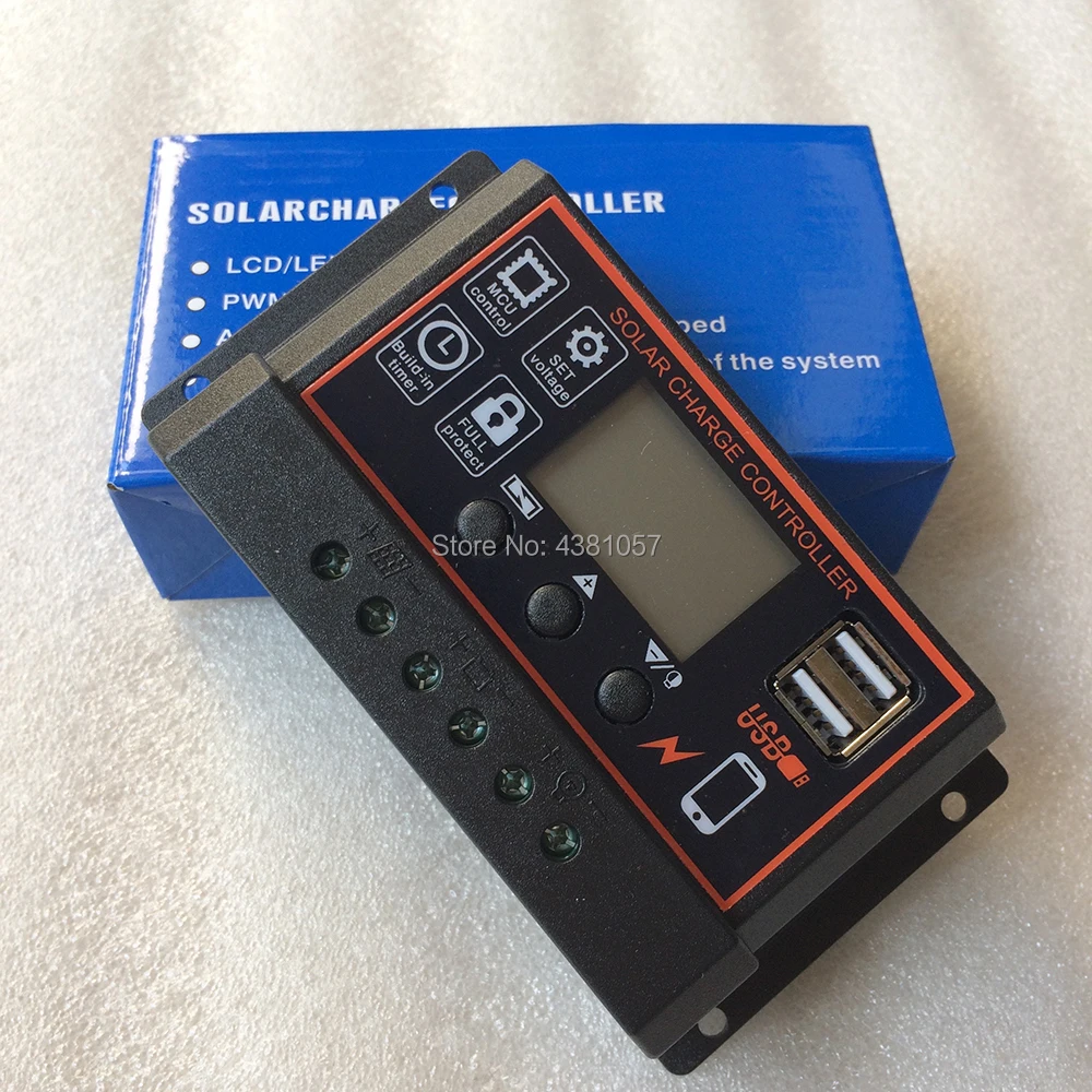 

10A 20A 30A 40A 50A 60Amps PWM Solar Charge Controller 12V 24V Auto Solar Battery Charger with LCD Display and 5V USB