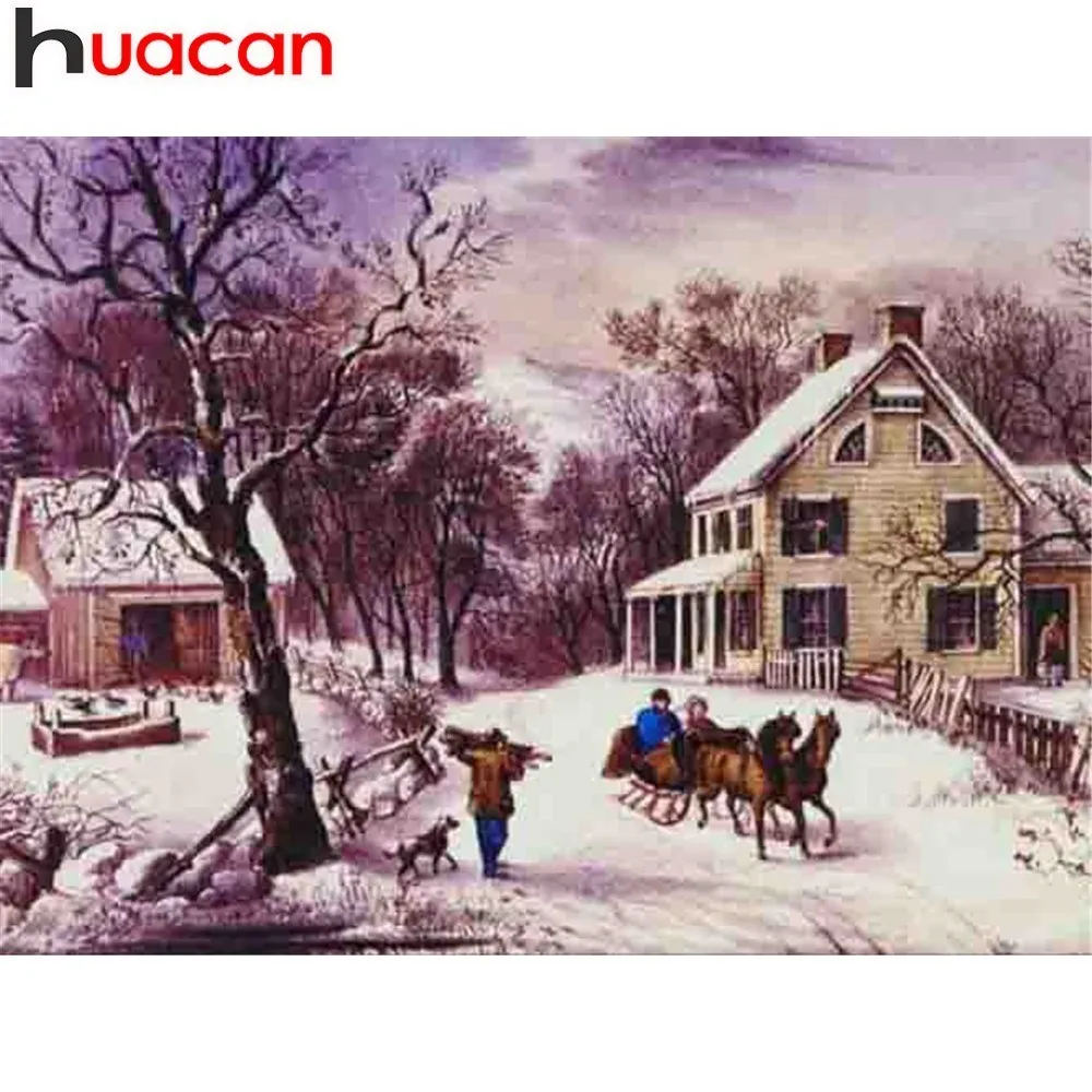 

HUACAN Diamond Embroidery Sale Full Square Diamond Painting Landscape Decor Home Winter Diy Mosaic Scenery Picture Of Rhinestone