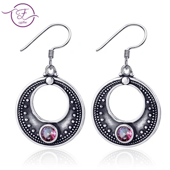 

Women's 925 sterling silver jewelry earrings natural rainbow fire mystery topaz retro hollow earrings party wedding gifts
