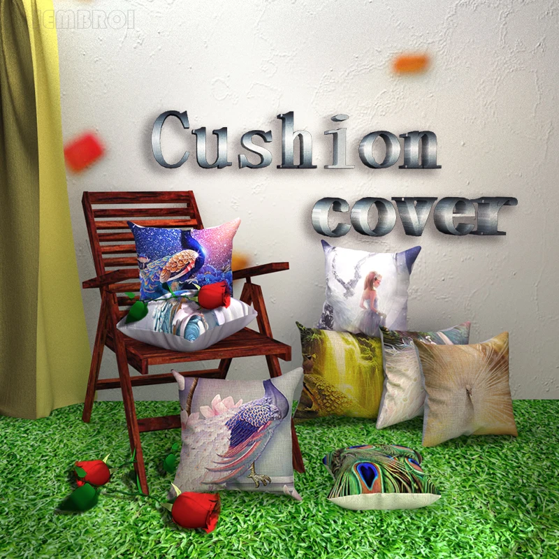 

Dream Series Jeanette or Linen Cushion Cover Peacock Beauty Print Pattern Pillowcase Home Bedroom Decoration Cushion Cover