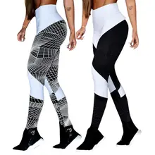 С геометрическим рисунком пикантные кальсоны йоги хип лифтинг Высокая талия Леггинсы для женщин фитнес мотобрюки