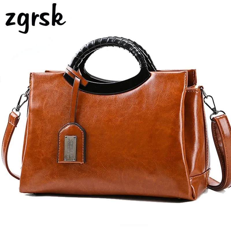 

Women Handbags Luxury Women Messenger Bag High Quality Oil Wax Leather Lady Shoulder crossbody ladies hand Bags for Tote
