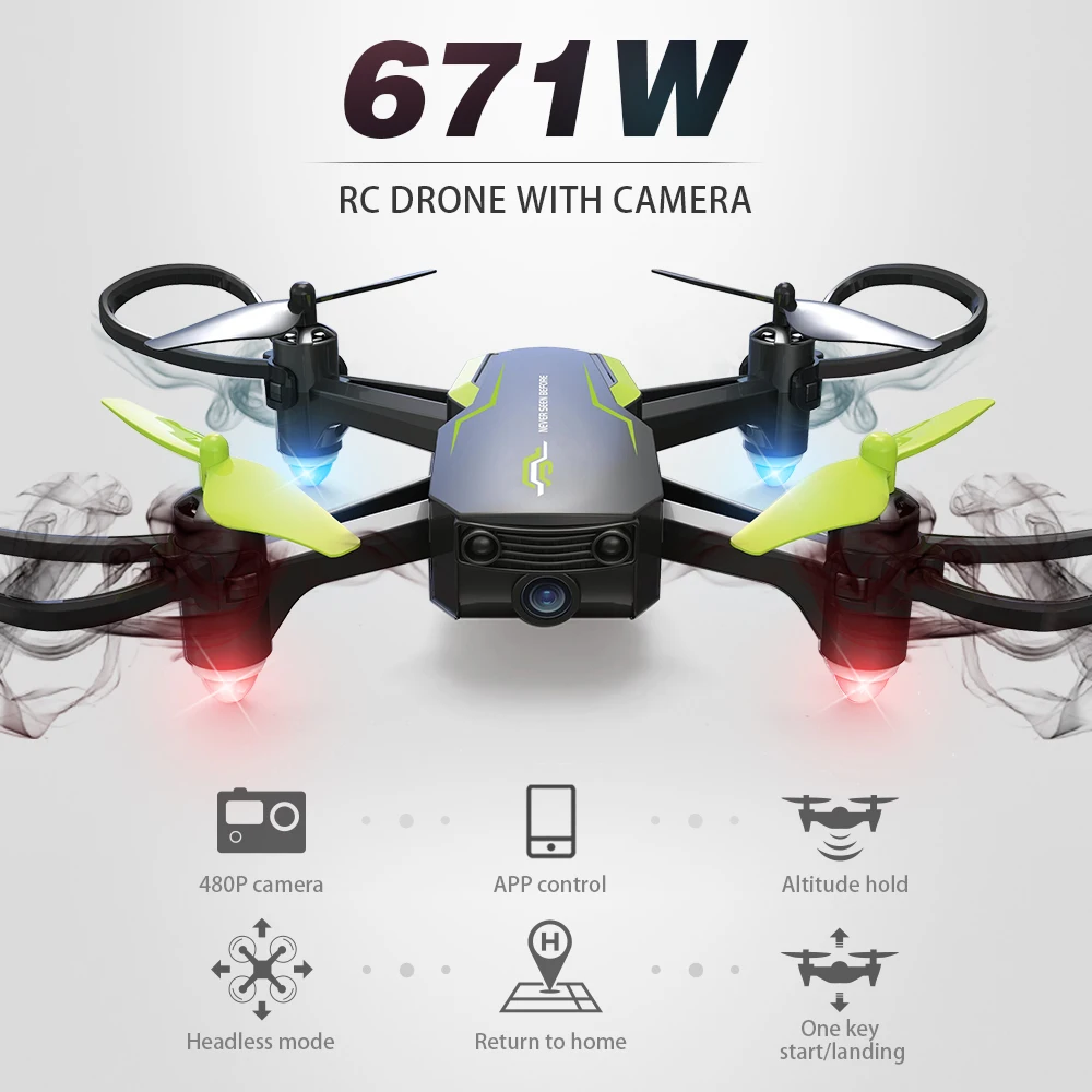 

671W RC Drone with Camera 480P Wifi FPV RC Quadcopter Altitude Hold Headless Mode Training Dron RC Toys