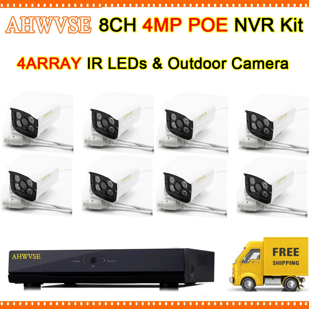 

8 Channel 8CH 4MP POE NVR Kit with 4pcs 4MP IP Camera Outdoor Waterproof Video Camera with POE