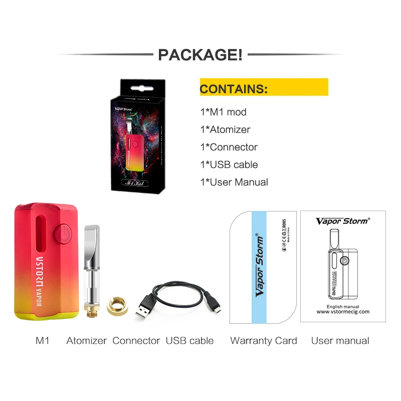 Мод для электронной сигареты Vapor Storm M1 Cbd 800 мач 0 5 мл с регулируемым напряжением