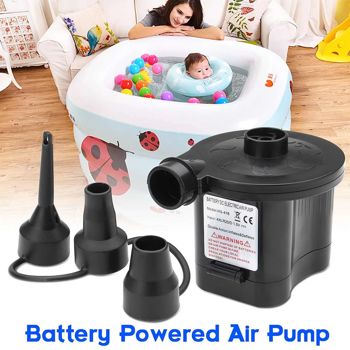  ABS Inflatable Bed Airbed Camping Balloon Foot Airpump New 6V Sir compressor Battery Powered AC Inf