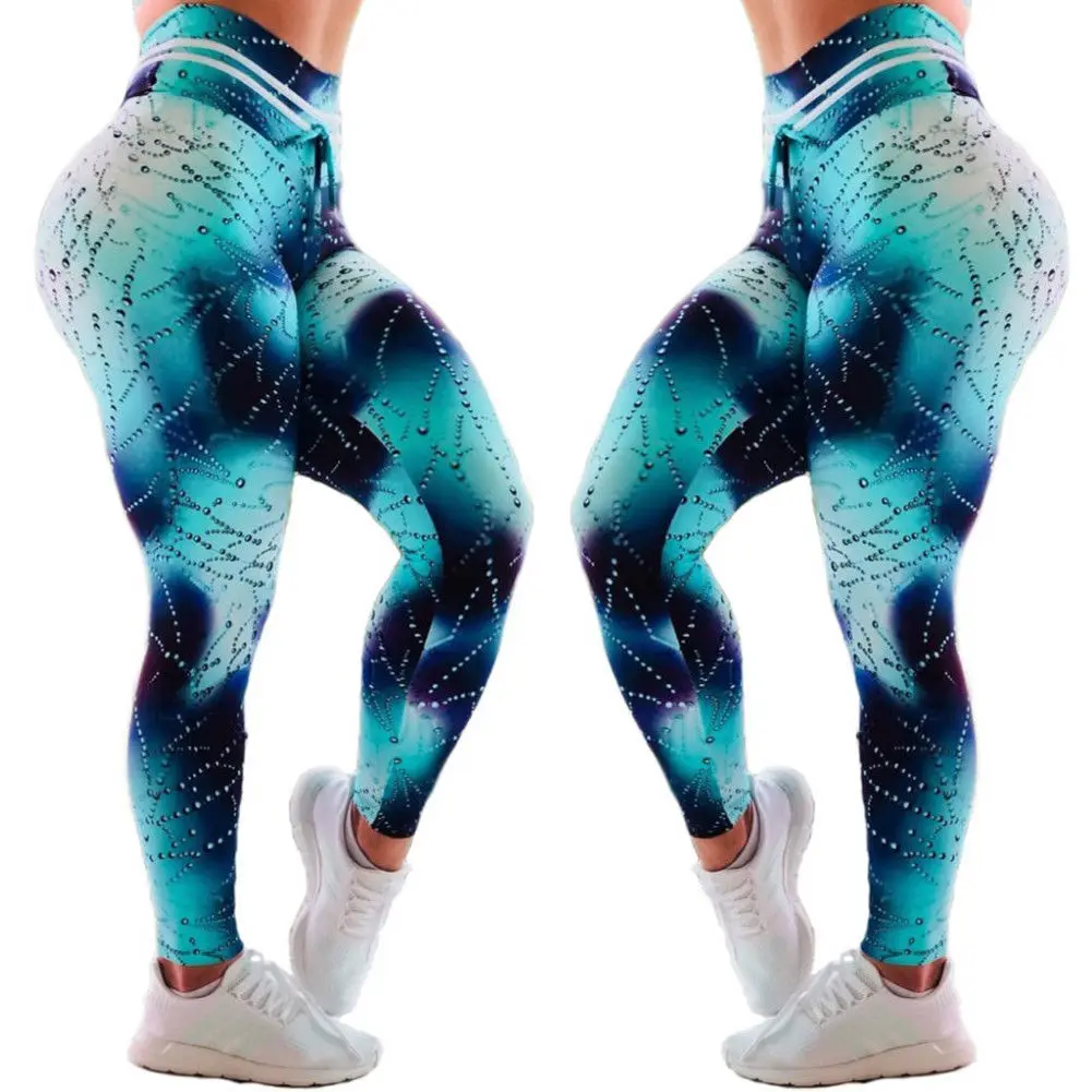 Women Ladies Yoga Pants Fitness Run Gym Exercise Sports Printed High