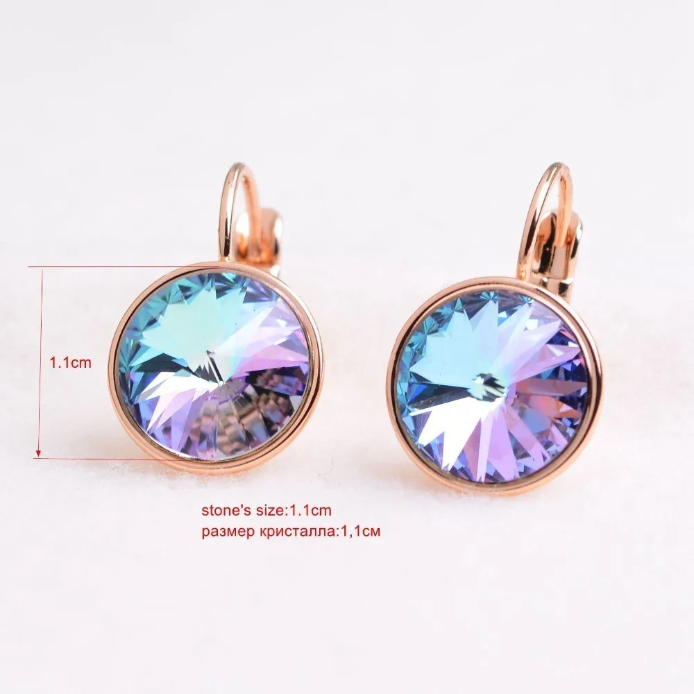 

Luxury Gold color earrings austrian crystals jewelry for women Earing Jewellery Femme 7 Colors Round Stone Earrings