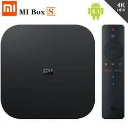 Xiaomi mi Box S 4 к ТВ коробка Android 8,1 Cortex-A53 4 ядра 2 Гб оперативная память 8 Встроенная Декодер каналов кабельного телевидения HD mi 2,0 2,4 г/5,8 Г Wi Fi BT