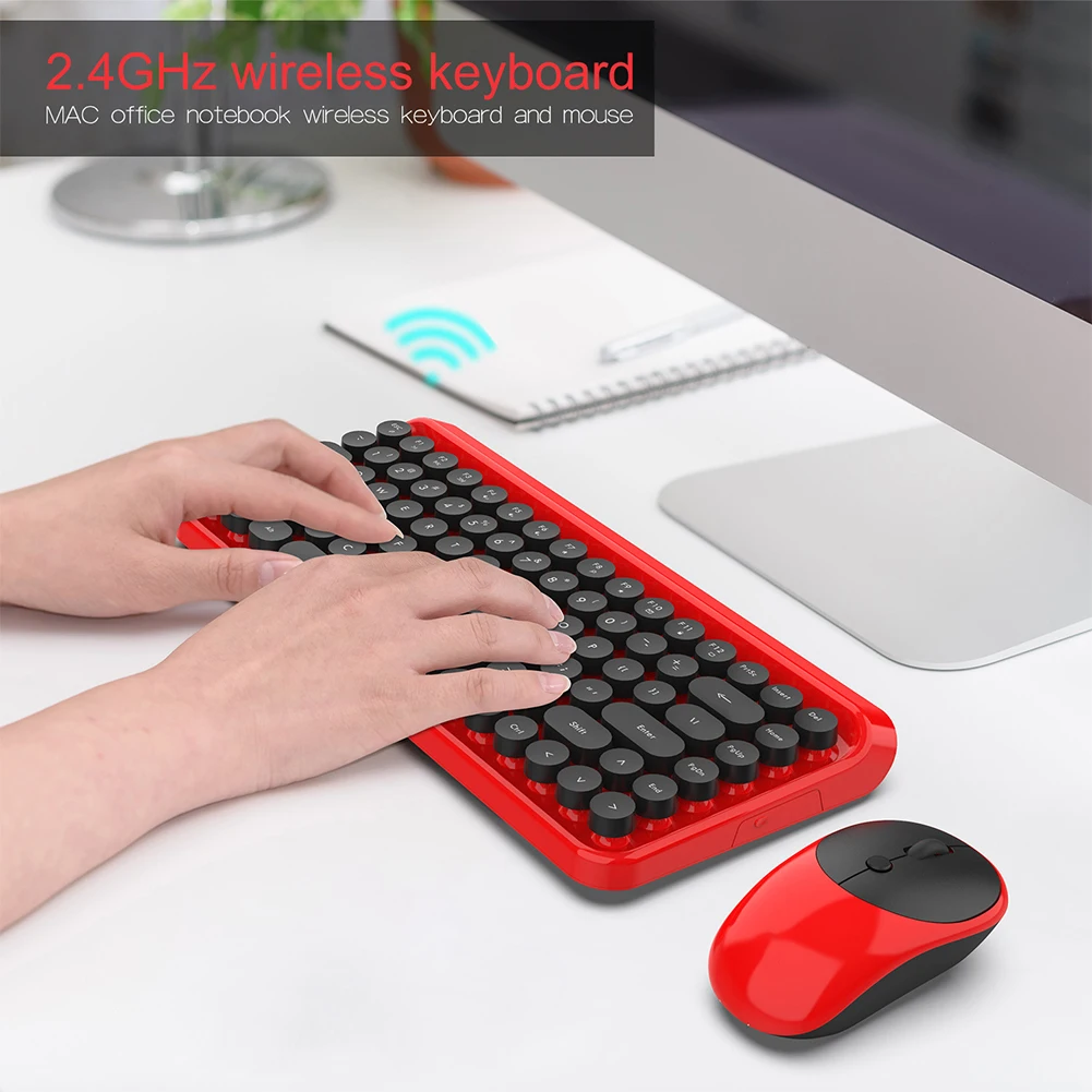 Plug And Play Wireless Keyboard Adjustable Retro Style For PC Compact DPI Mouse 2.4G Ergonomic