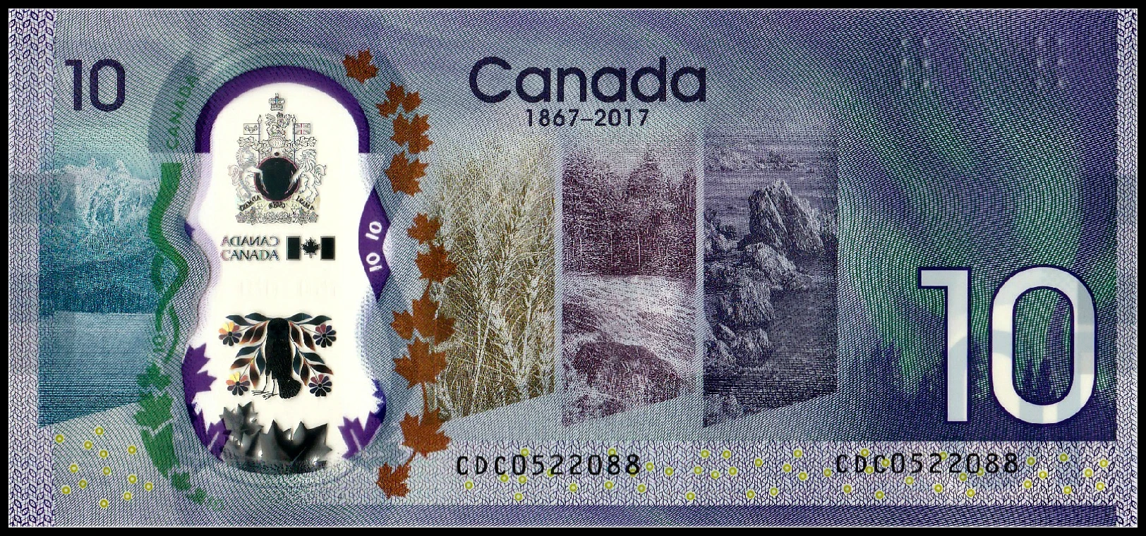 2017 Канада $10 доллар полимер 150 летие юбилейный мир банкнота UNC оригинальный P Новые
