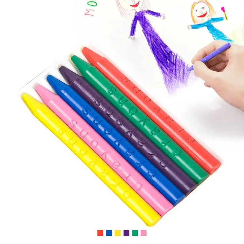 6 цветов детские игрушки мелки нетоксичные безопасные детские цветные карандаши для рисования подарок легко стирается обучающий