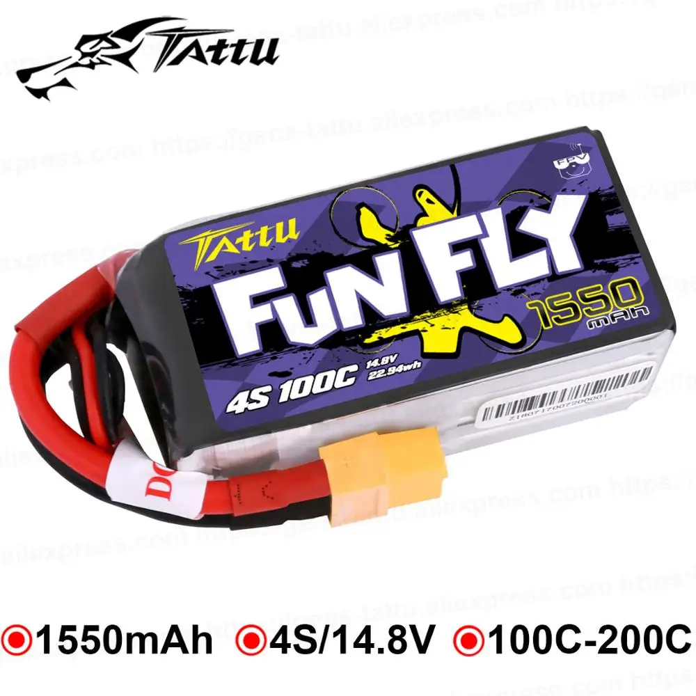 Аккумулятор Tattu FunFly 1550 мАч 100C 14 8 в литий полимерный аккумулятор XT60 разъем для FPV